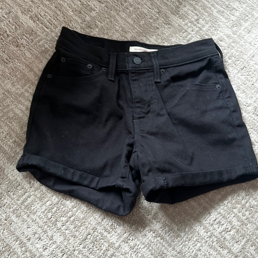 Levi Strauss black denim mid-length shorts